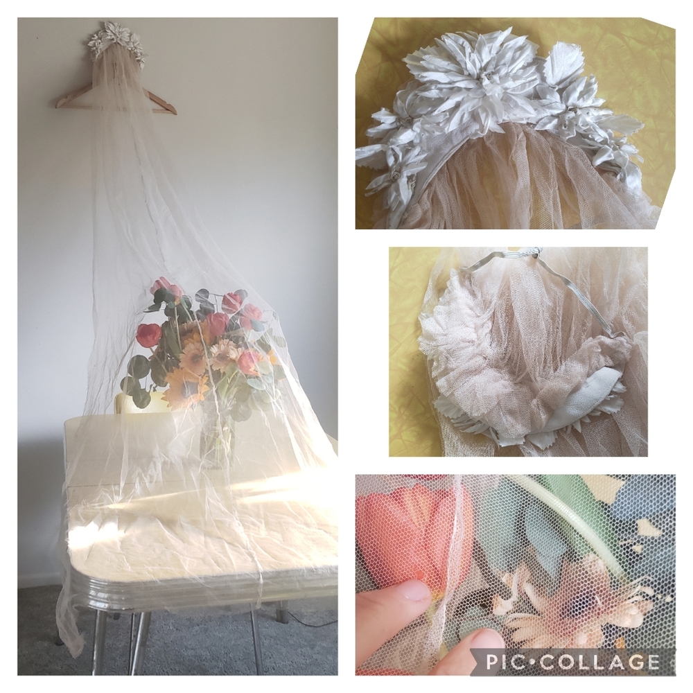 1940s Vintage Bridal Wedding Gown Dress Veil Belt - Picture 7 of 14